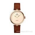 Elegant Lady Quartz Watch With Leather Strap